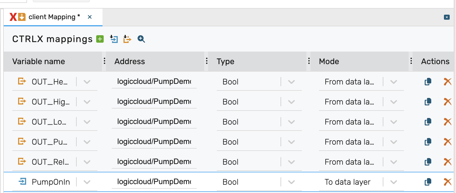 variable mappings