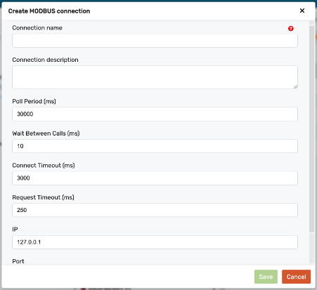 add modbus connection